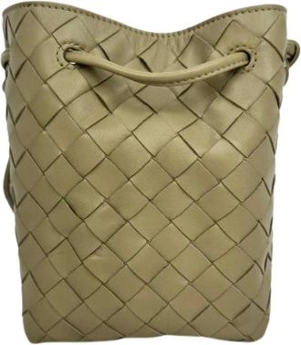 Bottega Veneta Pre-owned Small Intrecciato Bucket Bag - Dames - Vintage Tas - Beige - ONE Size - Leer - Vintage