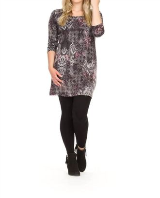 Papillon Global Print Sweater Dress In Grey