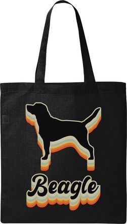 Generic Beagle Rainbow Styled Graphic Natural Ecological Cotton Tote Bag Black