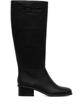 DKNY embossed-logo knee-high boots - Black