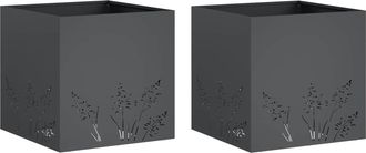 vidaXL Macetero De Jard&iacute;n 2 Uds. Gris Antracita 50 X 50 X 49 Cm Vidaxl