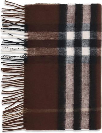 Burberry Womens Scarf Cashmere Check Treacle Brown (capra Hircus) Scarfs