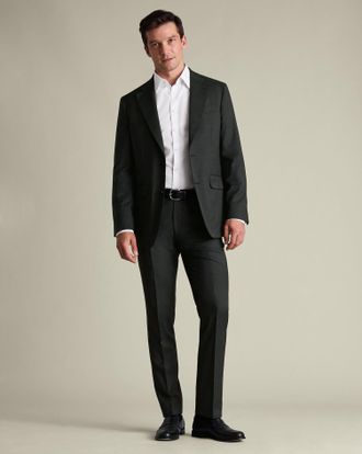 CHARLES TYRWHITT Italian Puppytooth Suit Trousers - Forest Green Size 30/30 by Charles Tyrwhitt