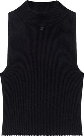 Courr&egrave;ges Zwarte Logo Mouwloze Top - Dames - Tops zonder mouwen - Zwart - M - Tops