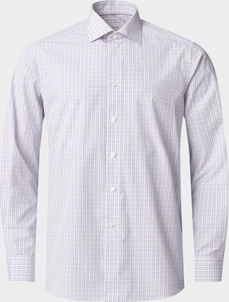 Eton Mens Elevated Grid Check Supima 120 Contemporary-Fit Dress Shirt