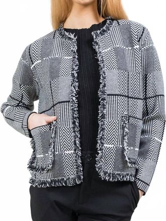 Lisette Audrey Frayed Suit Jacket In Black/white