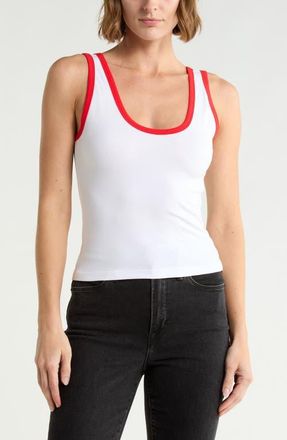 Good American Stretch Cotton Crop Ringer Tank in Flaming Hot at Nordstrom, Size Medium