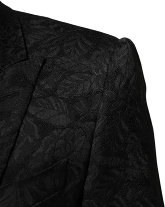 Dolce & Gabbana Mens Black 3 Piece Brocade Jacquard Suit Martini Polyester