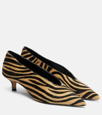 Le Monde Beryl Babouche 40 zebra-print calf hair pumps