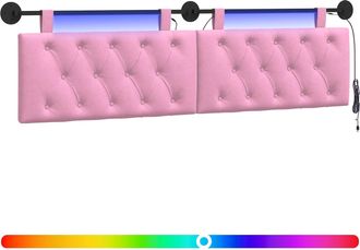 vidaXL Cabecero Colgante Con Luz Led Rosa Tela Vidaxl