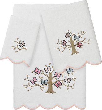 Linum Home Textiles 100% Turkish Cotton Teresa Scallop 3Pc Embellished Towel Set