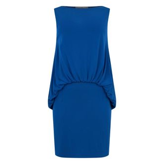 Alberta Ferretti Korte jurk met gedrapeerde taille - Dames - Korte kleedjes - Blauw - S - Kleedjes