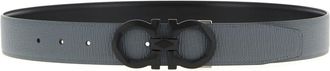 Ferragamo Grey Gancini Buckle Reversible Belt