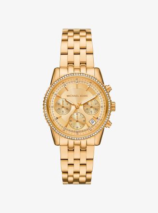 Michael Kors Mini Bryant Pav&eacute; Gold-Tone Watch