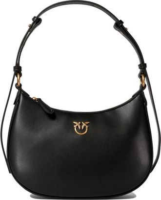 Pinko Zwarte Leren Schoudertas - Dames - Schoudertassen - Zwart - ONE Size - Leer - Tassen