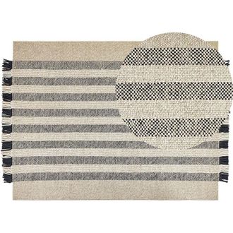 Beliani Beliani - Modern Area Rug Wool Hand Woven with Tassels 160 x 230 cm Off-White Tacettin