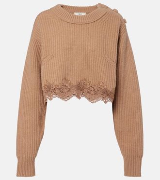 Chlo&eacute; Lace-trimmed wool and cashmere sweater