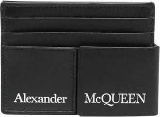 Alexander McQueen Deelbare Dubbele Kaarthouder - Heren - Portefeuilles - Zwart - ONE Size - Leer - Accessoires