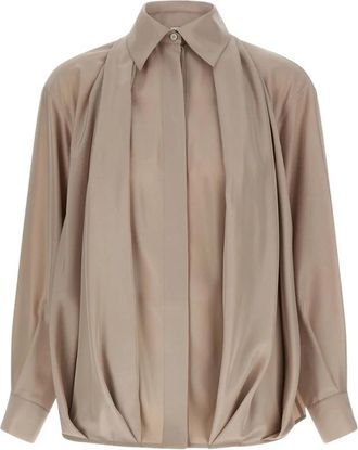 Loewe Gedrapeerd Shirt - Dames - Overhemden - Beige - M - Overhemden