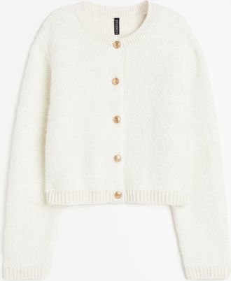 H&M Cardigan in Strukturstrick - White