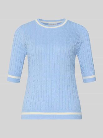 Christian Berg Strickpullover mit gerippten Abschl&uuml;ssen in Bleu, Gr&ouml;&szlig;e XXL