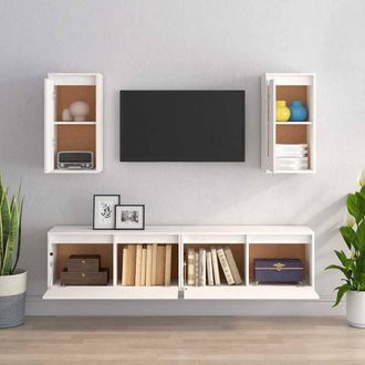 Berkfield Home TV Cabinets 4 pcs White Solid Wood Pine