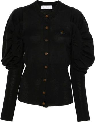 Vivienne Westwood Truien & Vesten, Dames, Zwart, XS, Wol, Orb Borduurwerk Ronde Hals Trui