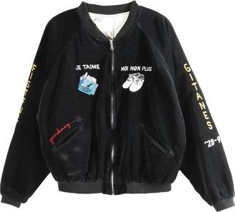 Paly Hollywood Embroidered Velvet Bomber Jacket