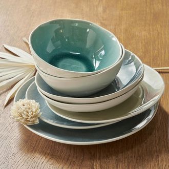 La Redoute Interieurs 4er-Set Dessertteller Gogain, Craquel&eacute;-Glasur - Gr&uuml;n;Blau;Beige;Rosa - LA REDOUTE INTERIEURS