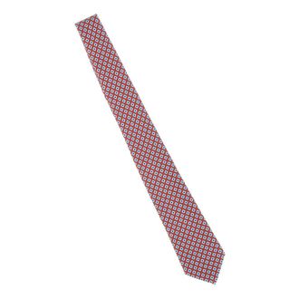 Kiton Micro Diamond Seven-Fold Silk Tie - male - Kiton - Ties - Red - ONE SIZE - Accessories