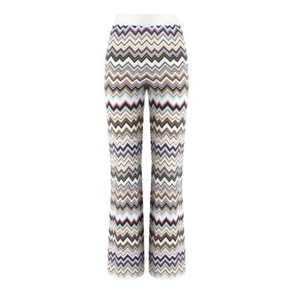 Missoni Rechthoekige broek met visgraatmotief - Dames - Wijde Broeken - Veelkleurig - S - Wol - Broeken