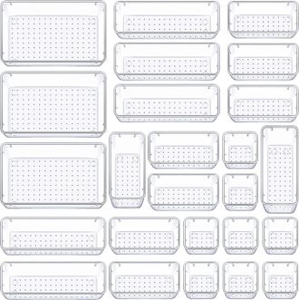 OEM Juego De 25 Organizadores De Cajones, De Pl&aacute;stico Transparente, En 4 Tama&ntilde;os Diferentes Para Ba&ntilde;o, Tocador, Cocina Y Oficina