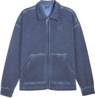 Puma Camicia oversize slavata unisex, Abbigliamento, Blu, M