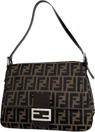 Fendi Pre-owned Shoulder Bags, female, Brown, Size: ONE SIZE Pre-owned Vintage Canvas Shoulder Bag