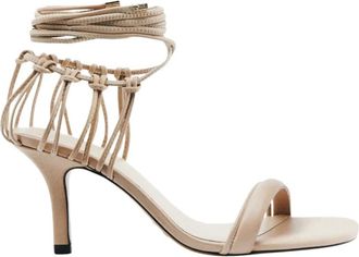 Patrizia Pepe Sandaletten met Hoge Hak - Dames - Sandalen met hakken - Beige - 40 EU - Leer - Schoenen