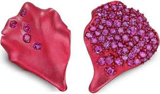 Anabela Chan Orecchini Petal in oro bianco 14 carati e oro giallo vermeil 18 carati con rubini - Rosso