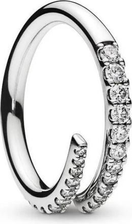 Pandora Zilveren Open Ring Met Heldere Zirkonia - Dames - Ringen - Grijs - 52 MM - Accessoires