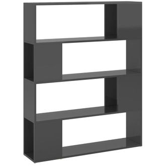 vidaXL Vidaxl - Book Cabinet Room Divider High Gloss Grey 100x24x124 cm