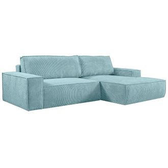 Vente-Unique Divano letto angolare in Velluto a coste Azzurro turchese - Angolo a destra - amelia di pascal morabito