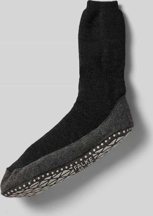 Falke Hausschuhe mit elastischem Rippenbündchen Modell COSYSHOES in Anthrazit Melange, Größe 39/40