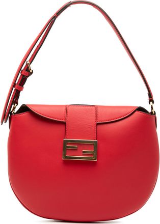 Fendi Pre-owned Womens Small Leather Croissant Hobo - Red - One Size