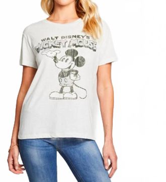 Chaser Mickey Mouse Recycled Vintage Tee In Off White