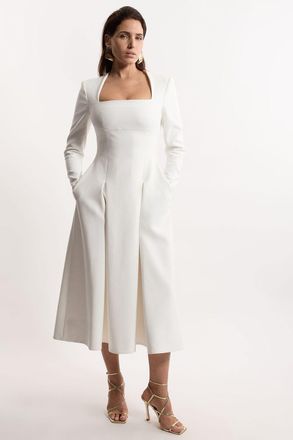 Karen Millen Clean Tailored Sweetheart Neckline Midi Dress