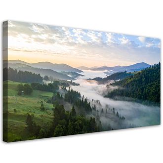Feeby Cuadro Sobre Lienzo, Paisaje Monta&ntilde;as Niebla Naturaleza, 120x60