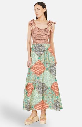 Yumi Viscose Patchwork Ruched Maxi dress in Multi at Nordstrom, Size X-Large
