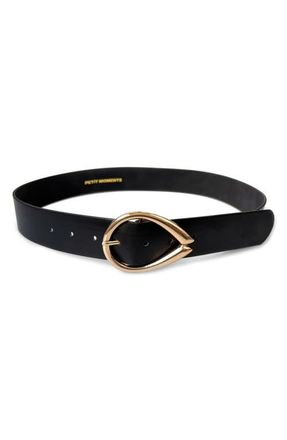Petit Moments Curve Faux Leather Belt in Black/Gold at Nordstrom, Size X-Small
