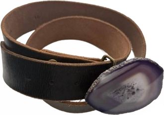 Regina-Andrew Design Womens Stone Buckle Belt In Dark Brown