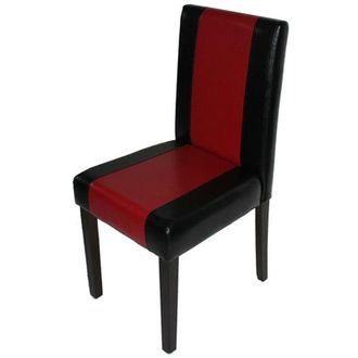 Hhg [nunca Usado] Littau Silla De Comedor, Silla De Cocina, Piel Sint&eacute;tica, Negro/rojo, Patas Oscuras