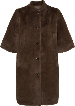 Notyz Cappotto Lungo in Ecopelliccia - - Jackets - Donna - Marrone - L