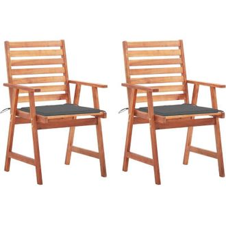 vidaXL Vidaxl - Sillas Comedor De Jard&iacute;n Y Cojines 2 Uds Madera Maciza Acacia